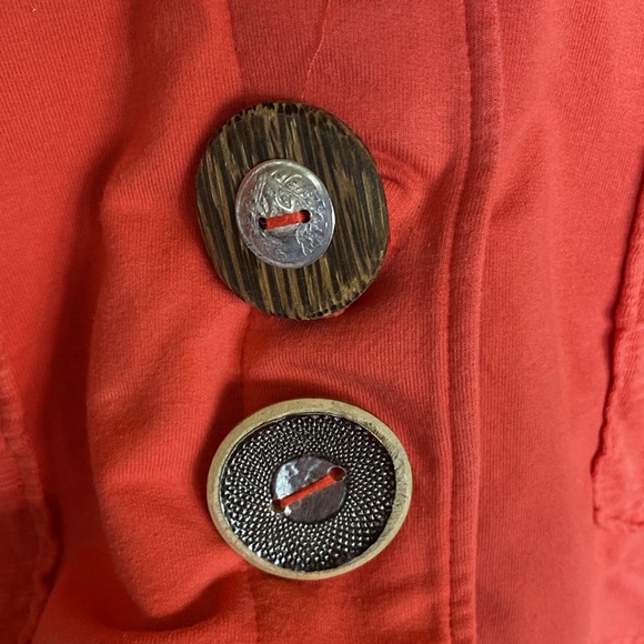 NEON BUDDHA Coral Blazer/Jacket Large Decorative Button Size Petite Large - Picture 3 of 13